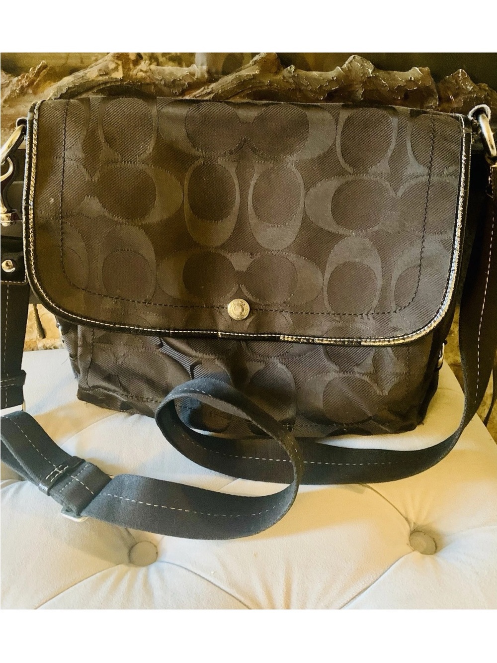 Coach Black and Hot Pink Signature Crossbody Messenger Bag Y2K